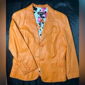 ✨RARE✨ Danier Genuine Leather Electric Orange Vintage Jacket estimated era 1990s